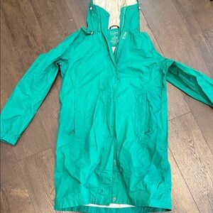 L.L. Bean Aqua Hooded Jacket - Rain Coat - Size Small - Long Jacket